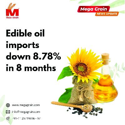 Edible oil imports down 8.78% in 8 months